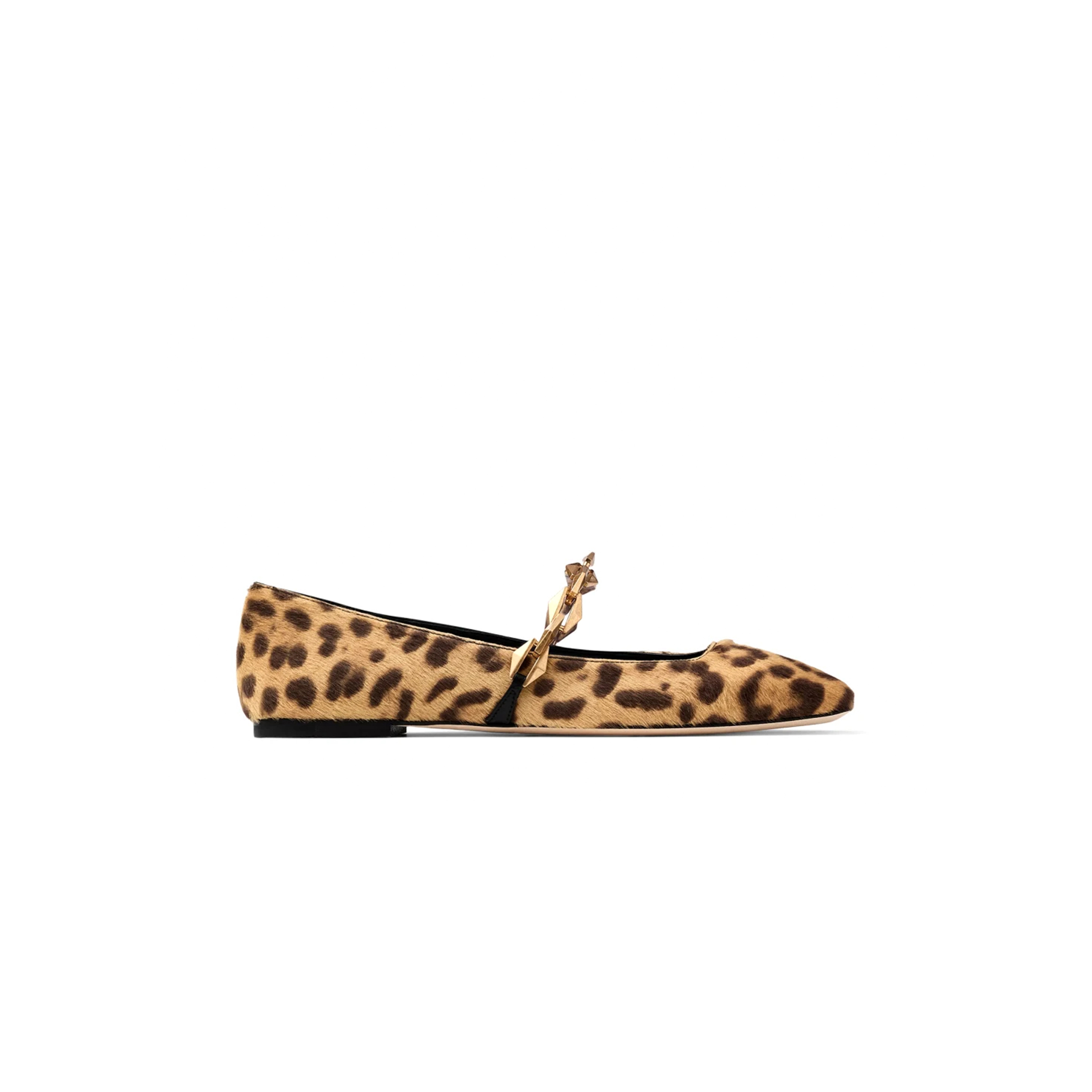 JIMMY CHOO DIAMOND TILDA FLAT NATURAL LEOPARD PRINT PONY FLATS DIAMONDTILDAFLATLOP